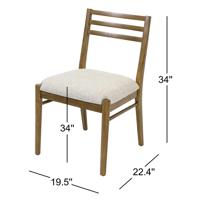 Nakeea Two Wood Modern Slat Back Chairs, Dining Seats, Brown