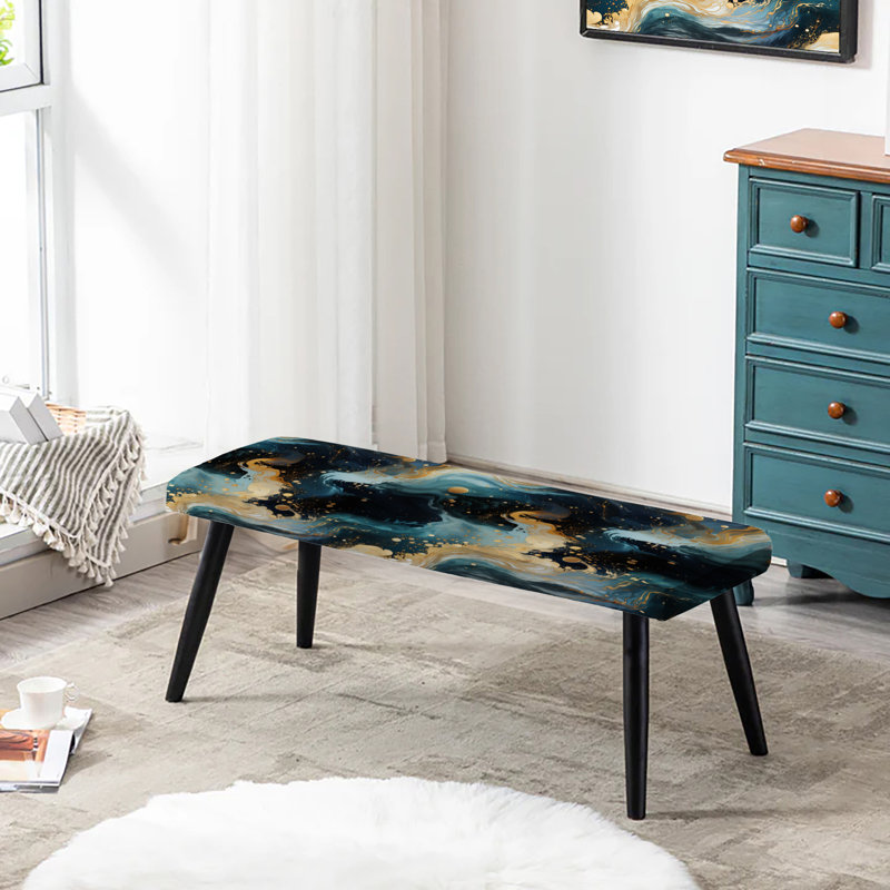 Banc rembourré or et bleu sarcelle Marble Galactic