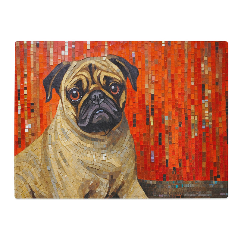 Pug Art Deco  Glass Chopping Board