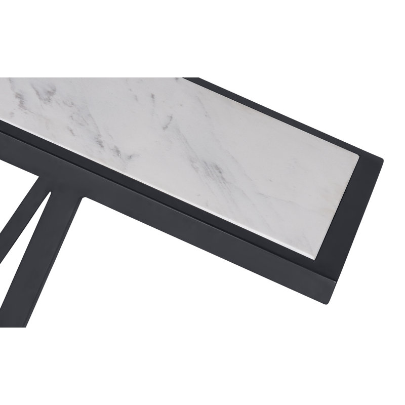 Medallion Marble Frame End Table, Flat Black