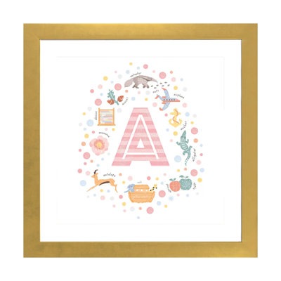 " Illustrated Letter A Pink "