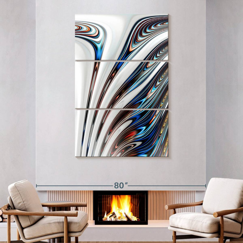 Avery Liquid Chrome Abstract, 74" H x 48" W