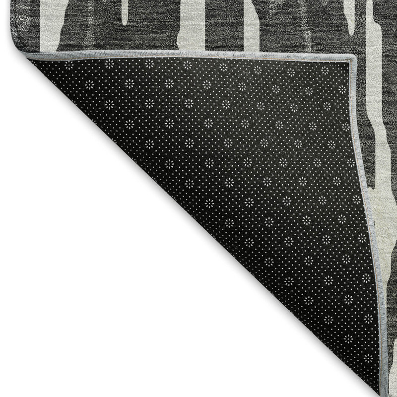 Premium Machine Washable Prisco Gray Rug, Rectangle 1'8" x 2'6"
