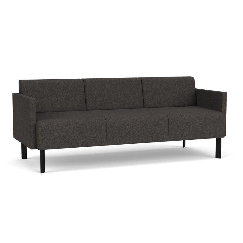 Luxe Lounge Reception Sofa, Black Steel, Archetype Smoke
