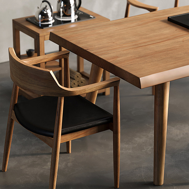 Table de salle à manger rectangulaire en bois massif brun, H 29,53 po x L 70,87 po x l 31,5 po