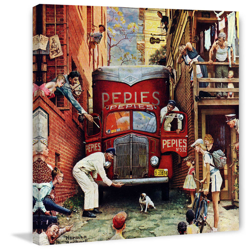 Road Block by Norman Rockwell - Wrapped Canvas Print, 45cm H x 45cm W x 2cm D