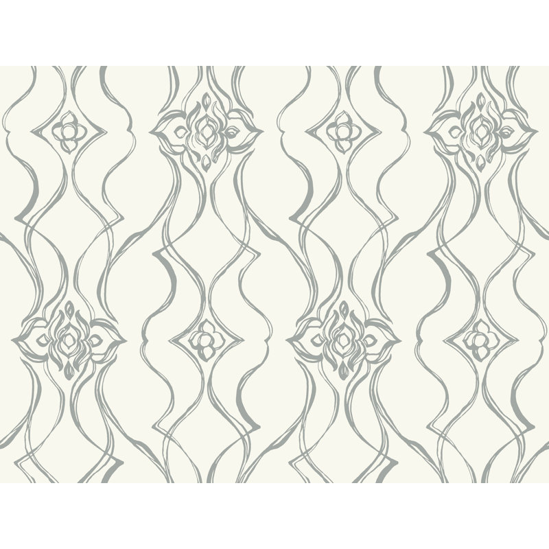 Papier peint pirouette, Blanc / argenté
