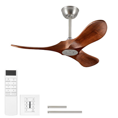 Petit ventilateur de plafond en bois 36 po sans lumière avec interrupteur mural et télécommande