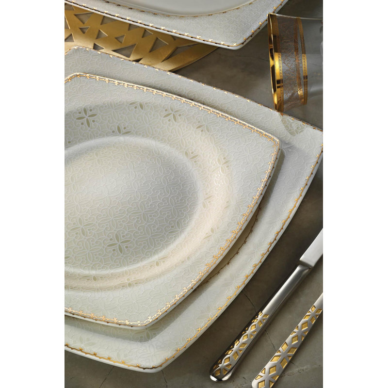 Service de table en porcelaine tendre 61 pièces Hamann, service pour 12