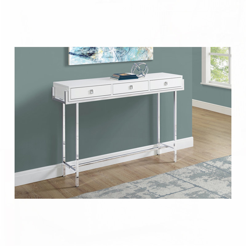 Accent Table, Console, Entryway, Narrow, Sofa, Living Room, Bedroom, Metal, White