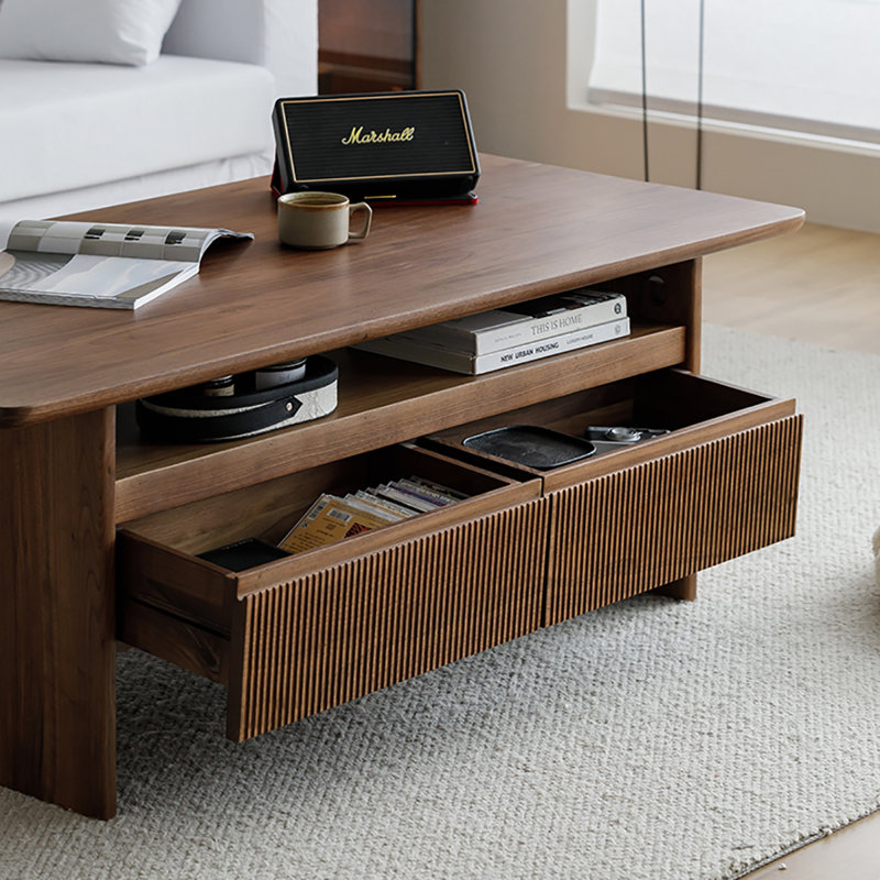 Simple black walnut coffee table, 17.7" H x 55.1" L x 27.6" W