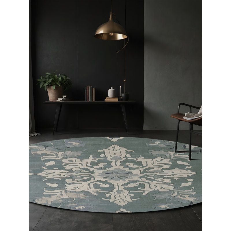 Machine Washable Gray Area Rug, Round 8'