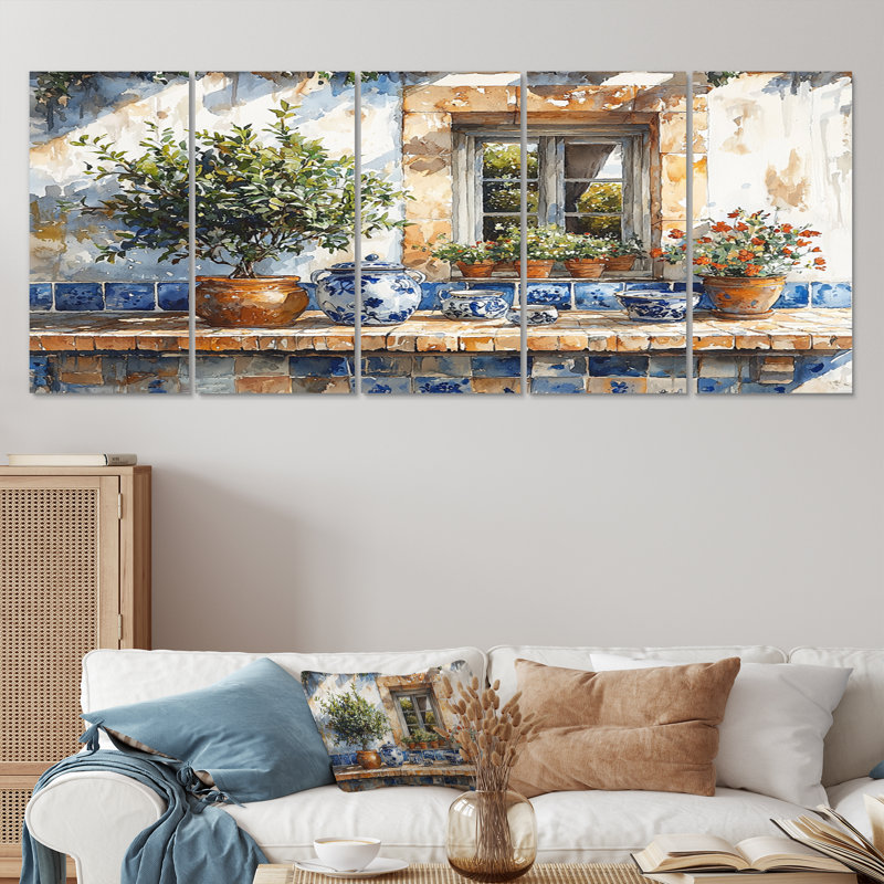Blue and Green Kitchen Greek Kitchen - Ensemble de salon d'art mural de cuisine, H 28 po x l 60 po