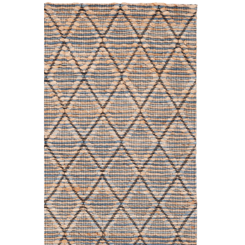 Fotou Natural Fiber Hand Loomed Wool/Jute Geometric Rug in Gray, Square 6'