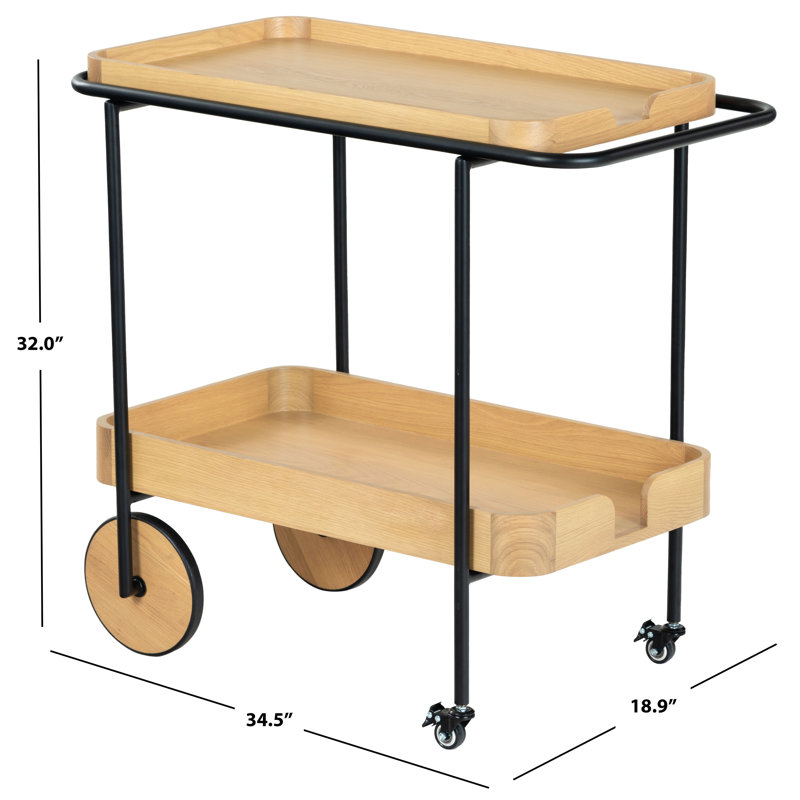 Malek Wood 2 Shelf Bar Cart, White