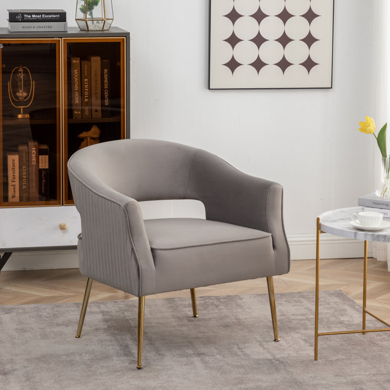 Chynna Velvet Armchair, Gray Velvet