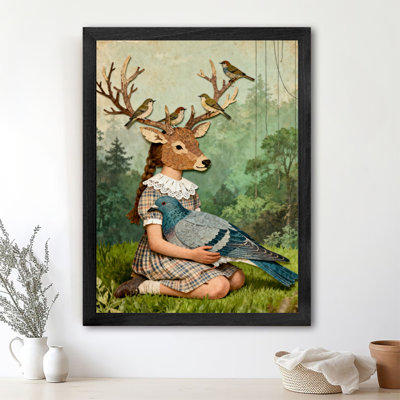 «Black Deer Girl» et art mural rétro, impressions encadrées de style rétro
