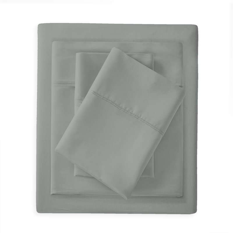 Soft & Silky Cotton Rayon Sheet Set, Full/Double, Light Gray