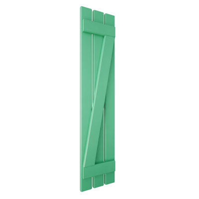 Volets extérieurs Americraft à trois panneaux (2 tasseaux) en bois véritable avec barre en Z (par paire), 11 1/2 po L x 38 po H, motif nénuphars