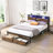 Metal Platform Bed Frame With Wooden Headboard And With Footboard USB,Charging Station,2 Drawers,Storage, LED Lights, No Box Spring Needed-1082913288