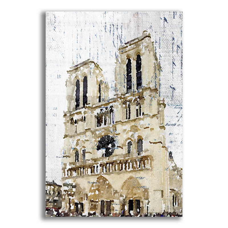 Wildon Home® «Notre Dame De Paris» par Irena Orlov, art mural en verre acrylique, H 16 po x l 12 po x P 0,13 po