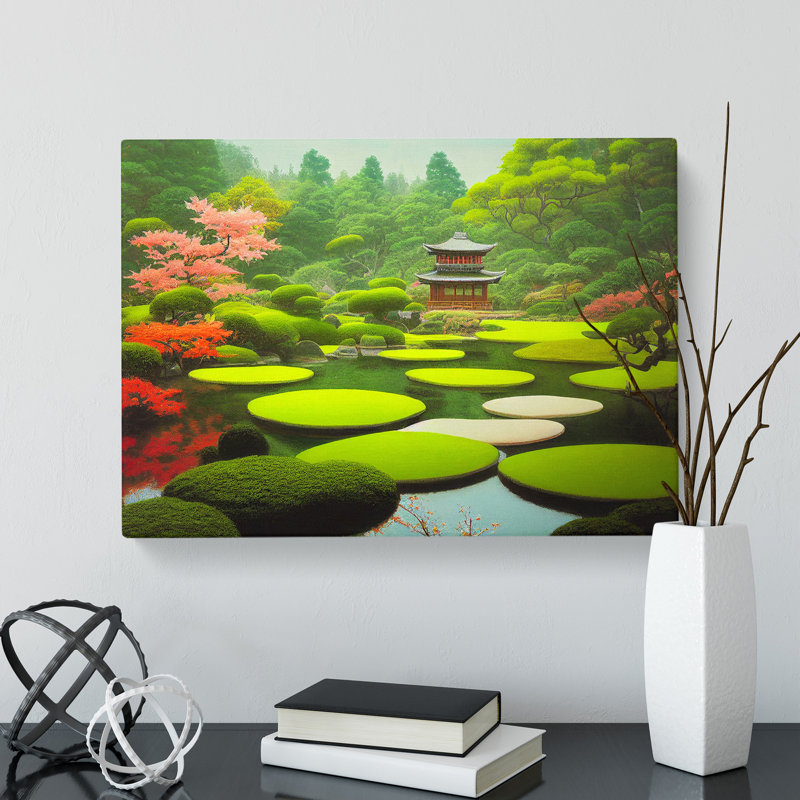 Japanese Garden Pond - Wrapped Canvas Print, 50cm H x 76cm W x 3cm D