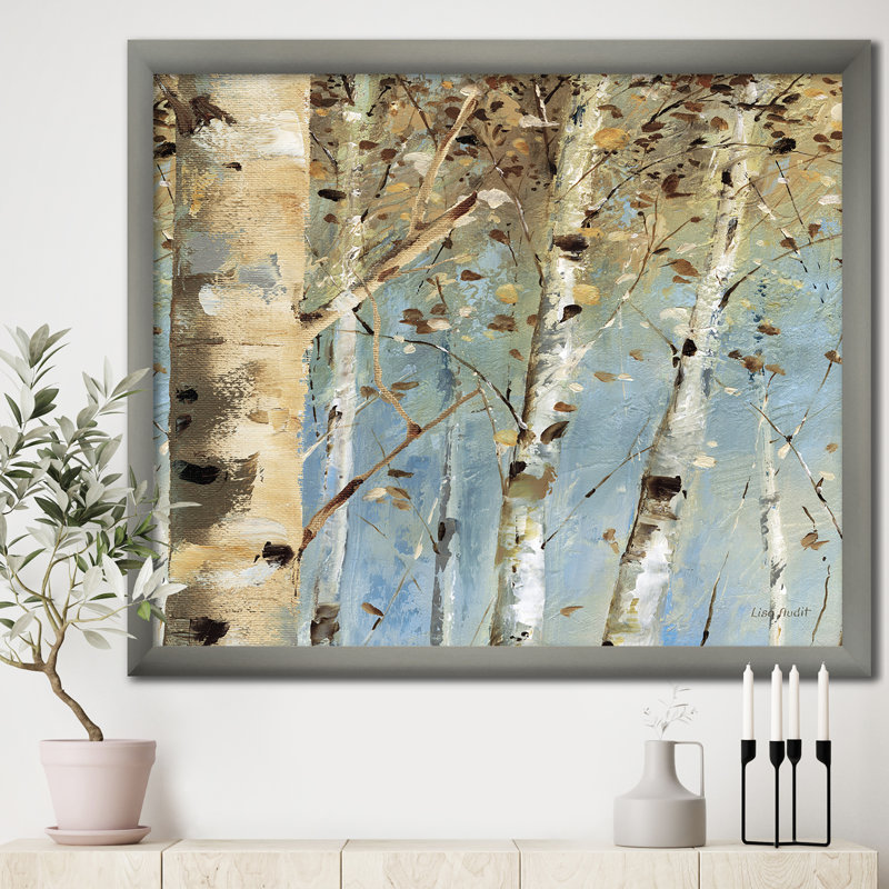 Cadre photo « white bouleau forest i », reproduction sur toile, H 30 po x l 30 po x P 1 po, Cadre argenté