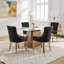 Chaises de salle à manger en chenille noire dans un style moderne, de 2 avec mousse et ressorts de haute qualité, élégantes pattes arrondies à garniture dorée pour un décor de chambre chic-949322030