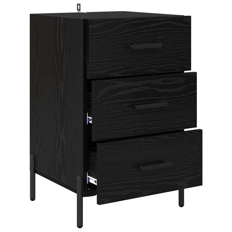 40cm W Manufactured Wood Bedside Table, Black Oak