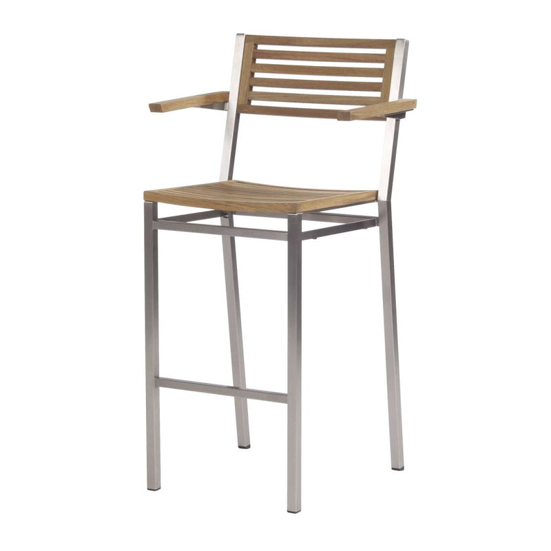 Equinox Sling Bar Stool with Teak Arms