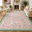 5x7 ft Washable Area Rug for Living Room - Modern Floral Leaf Print Carpet, Soft Velvet, Non-Slip TPR Backing, Machine Washable, Ideal for Bedroom, Pink-312021524