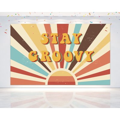 5x3FT Stay Groovy Baby Shower Backdrop Party Decoration. Retro Floral Background for Theme Party
