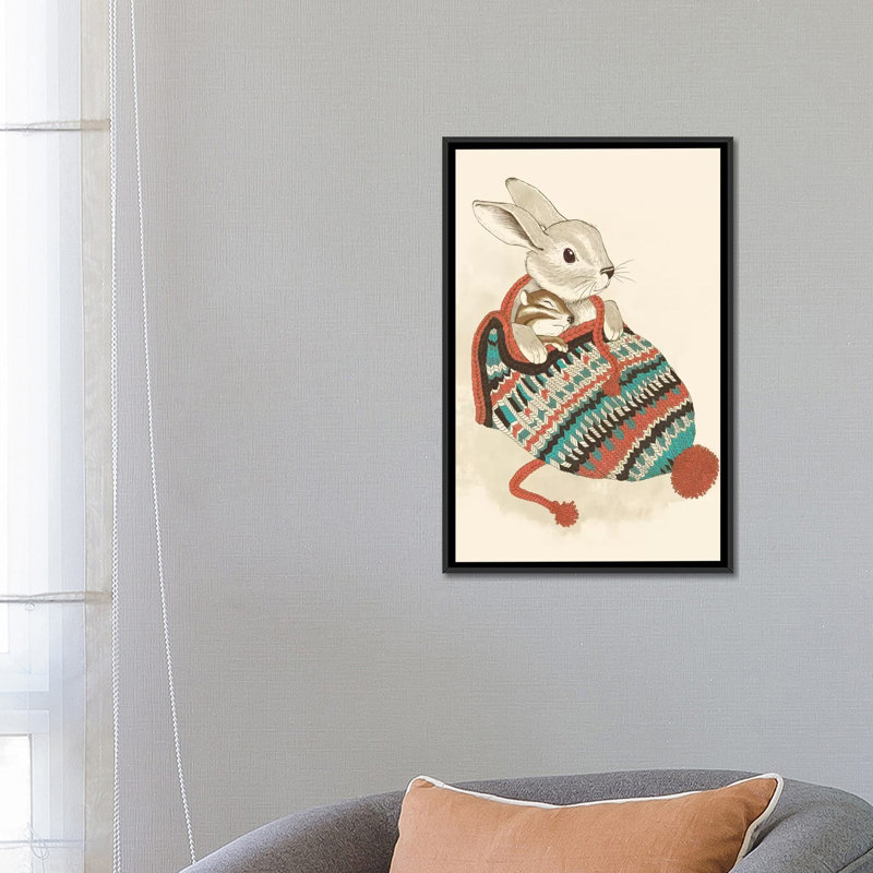 « confortable chipmunk », impression sur toile, H 26 po x l 18 po x P 1,5 po, Toile avec cadre noir, Pas de tapis