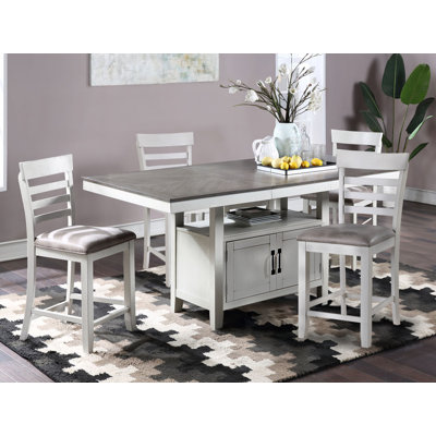 Fulkerson 5-Piece Counter Height Extendable Rubberwood Solid Wood Dining Set