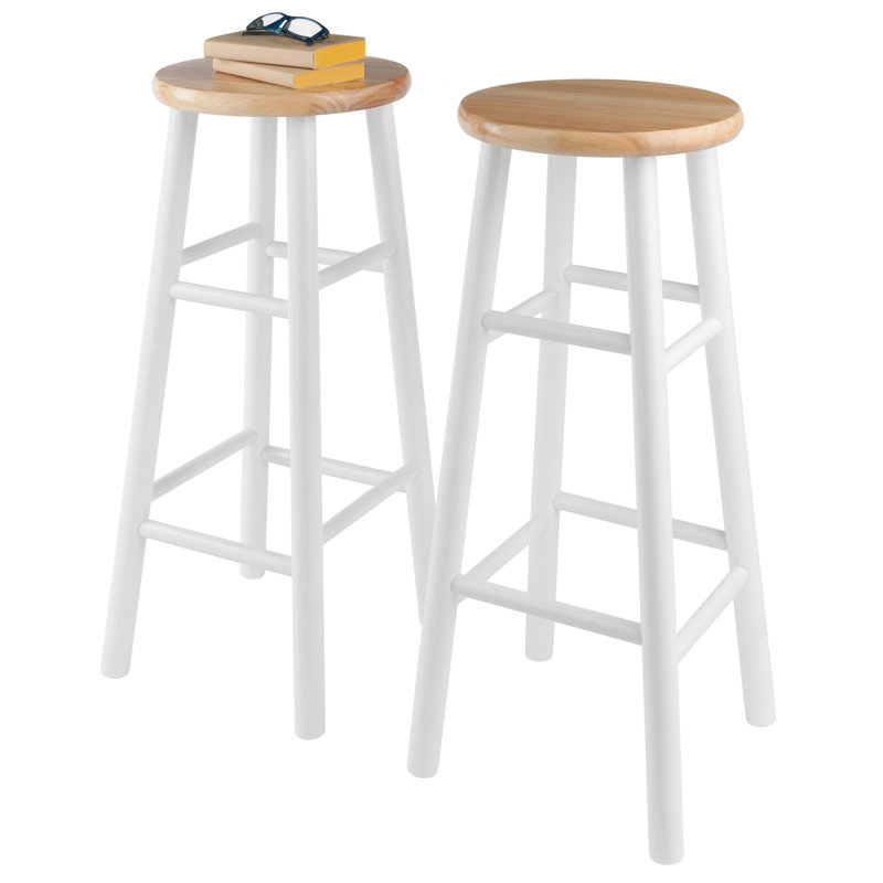 Tabouret de bar et de comptoir en bois massif Lindsey, Blanc, Tabouret de bar (assise de 30 po de hauteur)