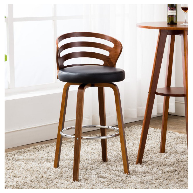 Tabouret de bar rotatif 28 po Hargrave, Noir, Polyuréthane