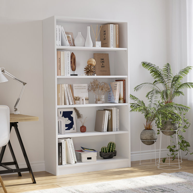 Cremorne Modern Standard Bookcase, (5 Shelves) 60” H x 33” W x 12”D, White