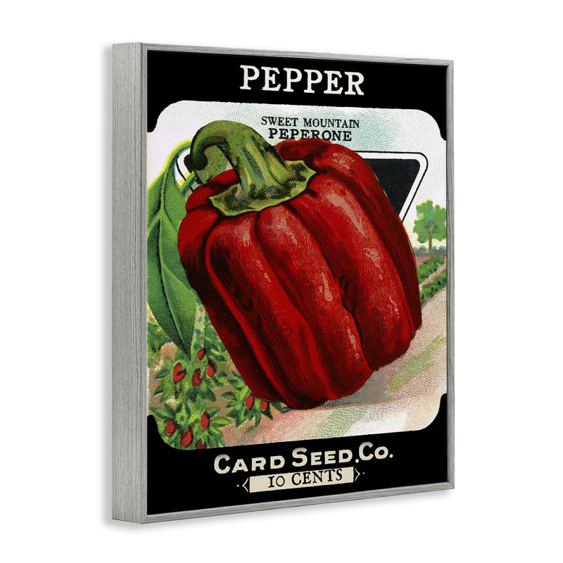 Giclée encadrée par Vintage Garden Peppers, conception par Lil 'Rue, H 14 po x l 11 po, Estampe numérique Farmhouse