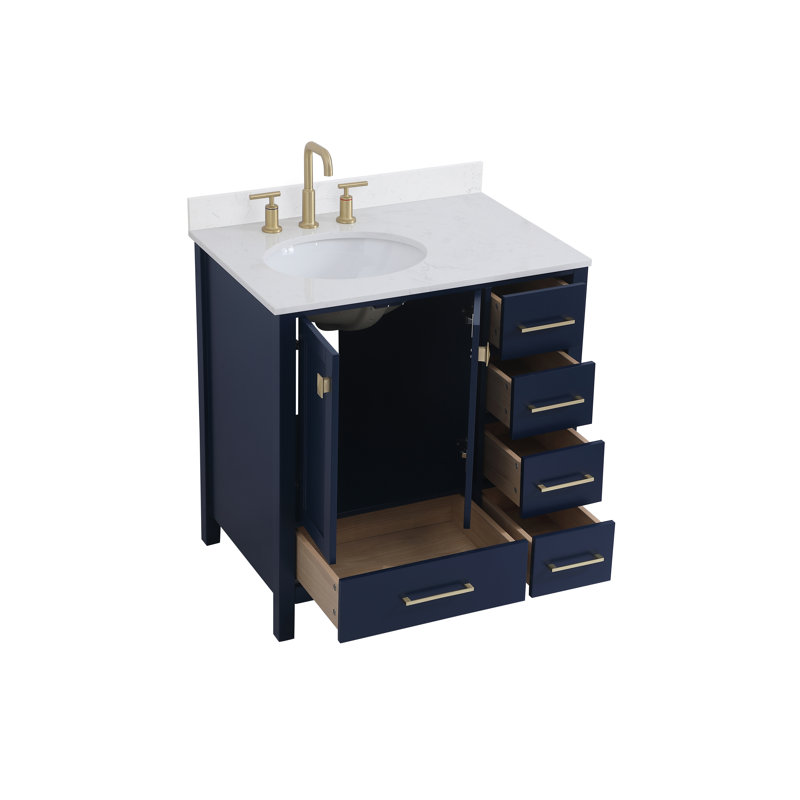 Ensemble de meuble-lavabo simple 32 po Irene, Bleu