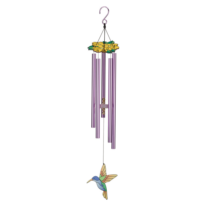 32 carillons à vent en métal et acrylique avec crochet décoratif et 32 décorations inspirées de la nature, Couronne mauve