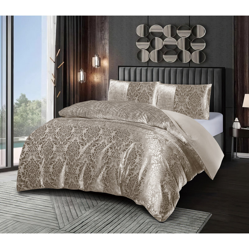 Emilia Duvet Cover Set Double Pink, Mink, King Duvet Cover + 2 Pillowcases