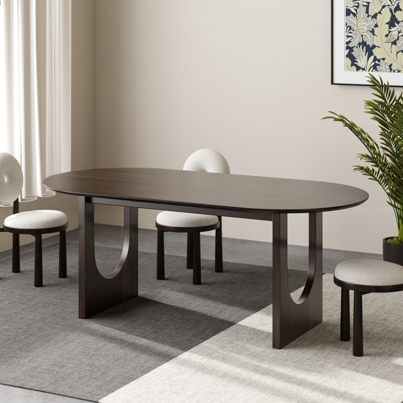 79" Soild Wood Dining Table Oval Kitchen Tables, Walnut