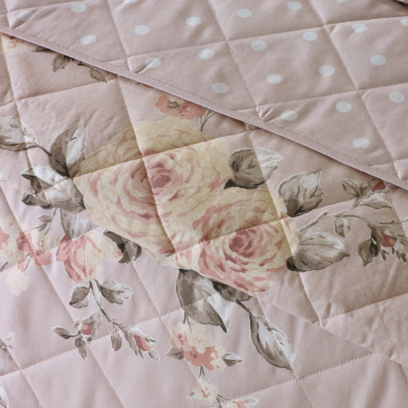 Canterbury Floral Reversible Bedspread, Blush, 220 x 230 cm Bedspread