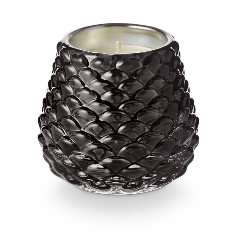 Midnight Pumpkin Glass Pinecone Candle, Black
