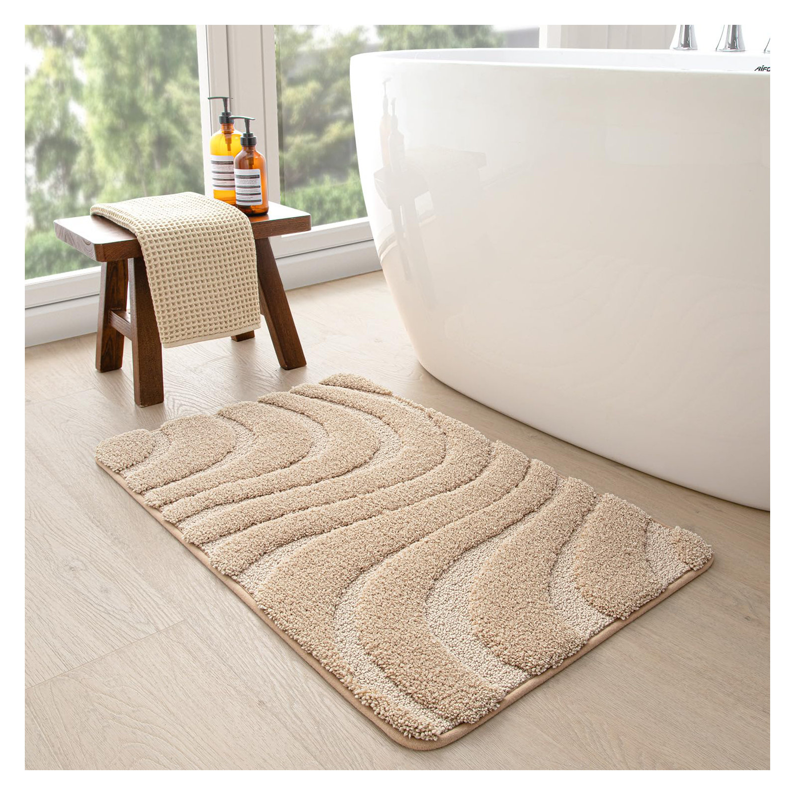 Gagetown Non-Slip Bath Rug, Beige, 16" W x 24" L