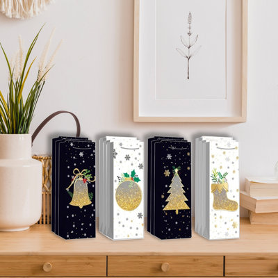 Ensemble de 12 sacs-cadeaux de Noël (paillettes) (assortis)