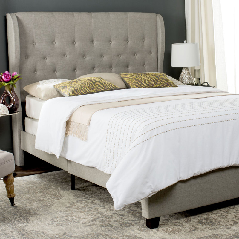 Christerfer Tufted Upholstered Low Profile Standard Bed, Queen, Light Gray