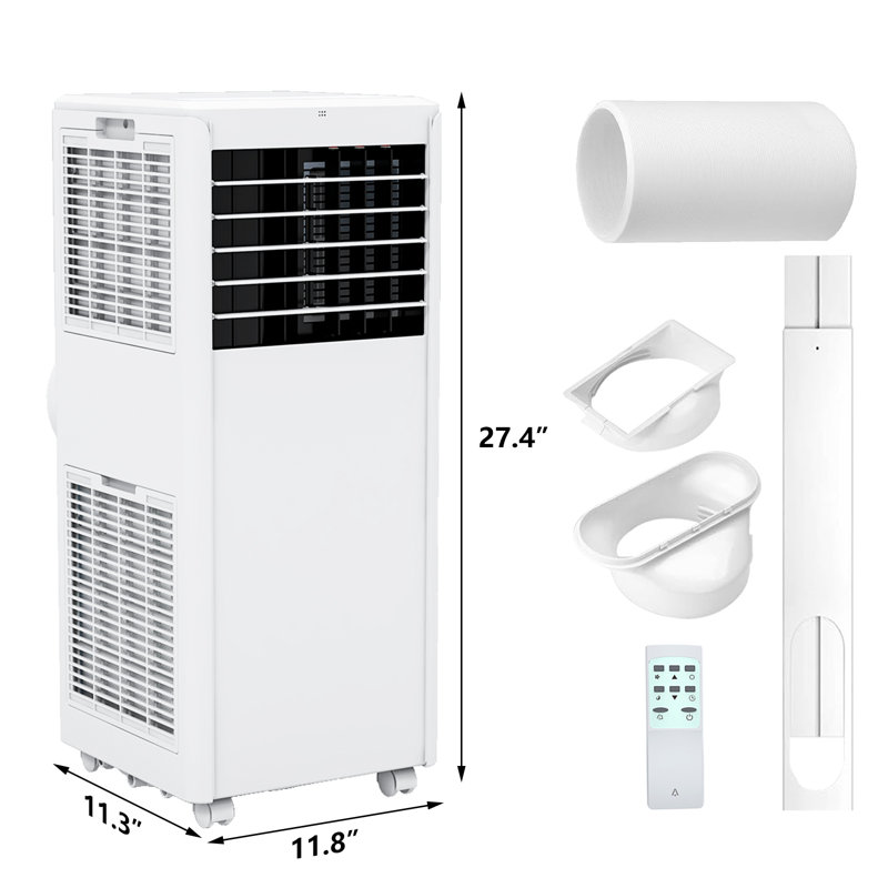 8,000 BTU Portable Air Conditioner with Built-In Dehumidifier - Portable AC Unit for Rooms Up to 450 Sq Ft - Remote Control, Window Kit, 3 Fan Speeds, Easy to Move