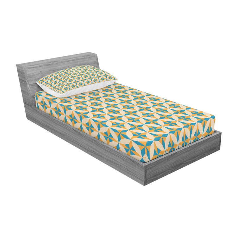 Microfiber Geometric Sheet Set, Twin Sheet Set with Fitted Sheet