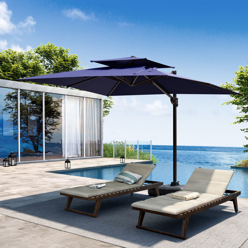 Herrell 11' x 9' Rectangular Cantilever Umbrella without Weighted Base, Marine